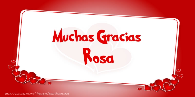 Felicitaciones de gracias - Corazón | Muchas Gracias Rosa
