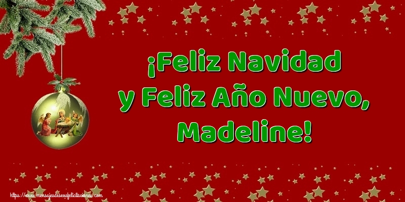 Felicitaciones de Navidad - Árbol De Navidad & Bolas De Navidad | ¡Feliz Navidad y Feliz Año Nuevo, Madeline!