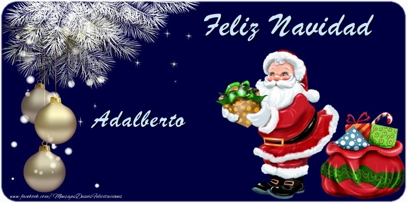 Felicitaciones de Navidad - Árbol De Navidad & Bolas De Navidad & Papá Noel & Regalo | Feliz Navidad Adalberto
