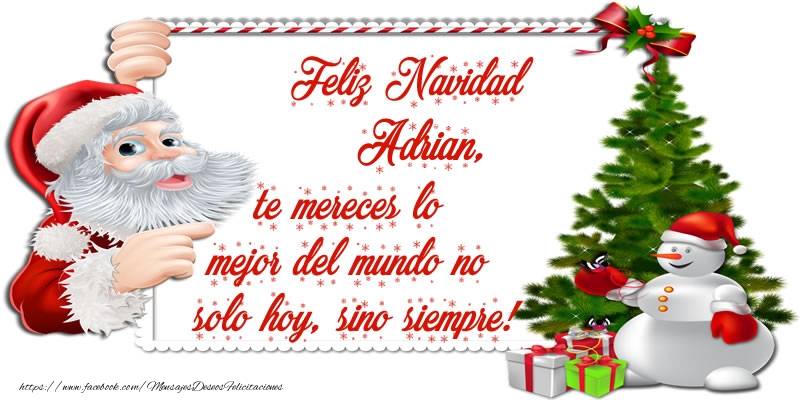 Felicitaciones de Navidad - Árbol De Navidad & Papá Noel | ¡Feliz Navidad Adrian, te mereces lo mejor del mundo no solo hoy, sino siempre!