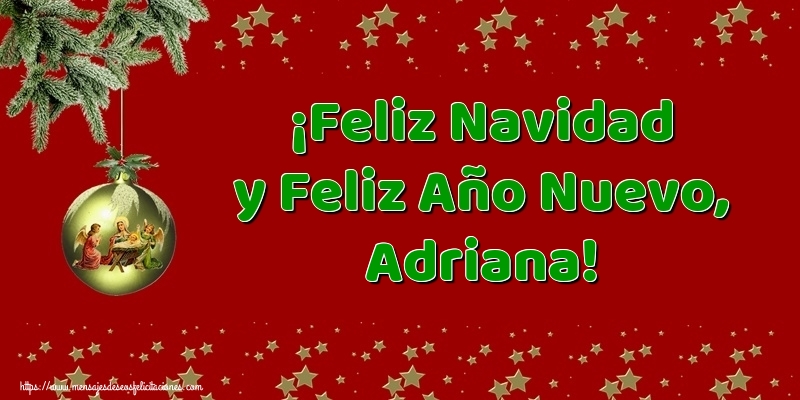 Felicitaciones de Navidad - Árbol De Navidad & Bolas De Navidad | ¡Feliz Navidad y Feliz Año Nuevo, Adriana!