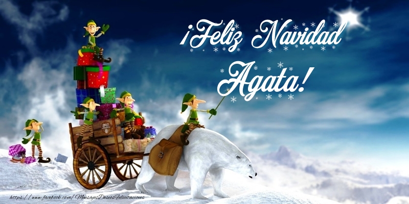 Felicitaciones de Navidad - Papá Noel & Regalo | ¡Feliz Navidad Agata!