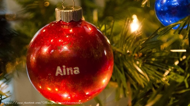 Felicitaciones de Navidad - Su nombre en el globo de navidad Aina