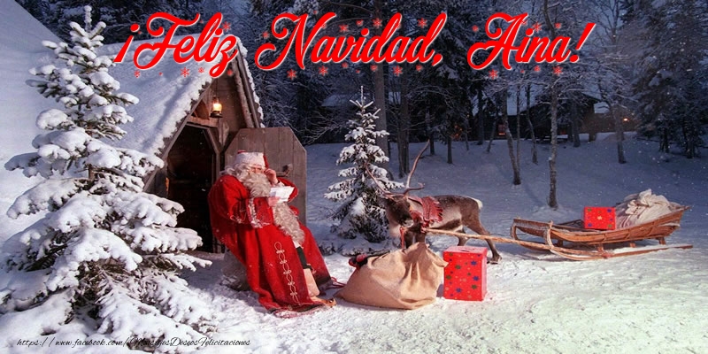 Felicitaciones de Navidad - Papá Noel & Regalo | ¡Feliz Navidad, Aina!