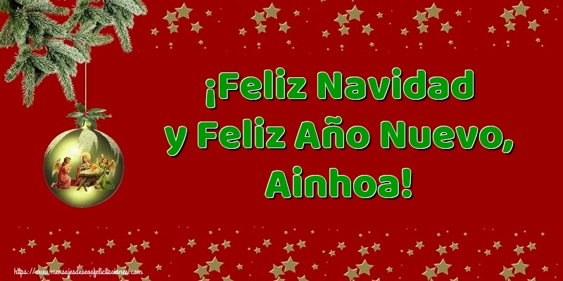 Felicitaciones de Navidad - Árbol De Navidad & Bolas De Navidad | ¡Feliz Navidad y Feliz Año Nuevo, Ainhoa!
