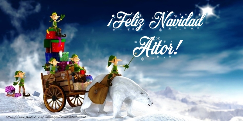 Felicitaciones de Navidad - Papá Noel & Regalo | ¡Feliz Navidad Aitor!
