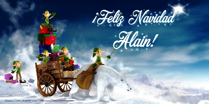 Felicitaciones de Navidad - Papá Noel & Regalo | ¡Feliz Navidad Alain!