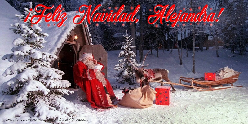 Felicitaciones de Navidad - Papá Noel & Regalo | ¡Feliz Navidad, Alejandra!