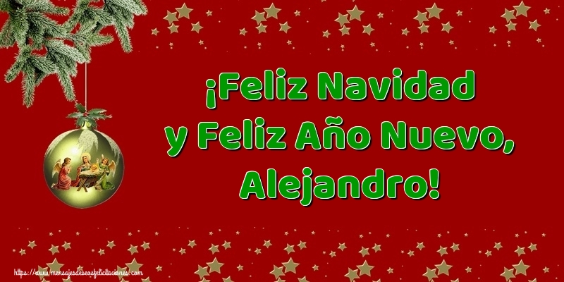 Felicitaciones de Navidad - Árbol De Navidad & Bolas De Navidad | ¡Feliz Navidad y Feliz Año Nuevo, Alejandro!