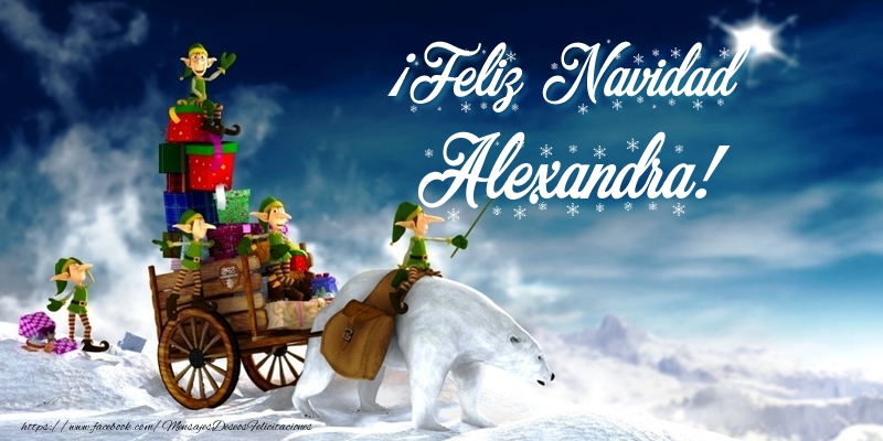 Felicitaciones de Navidad - Papá Noel & Regalo | ¡Feliz Navidad Alexandra!