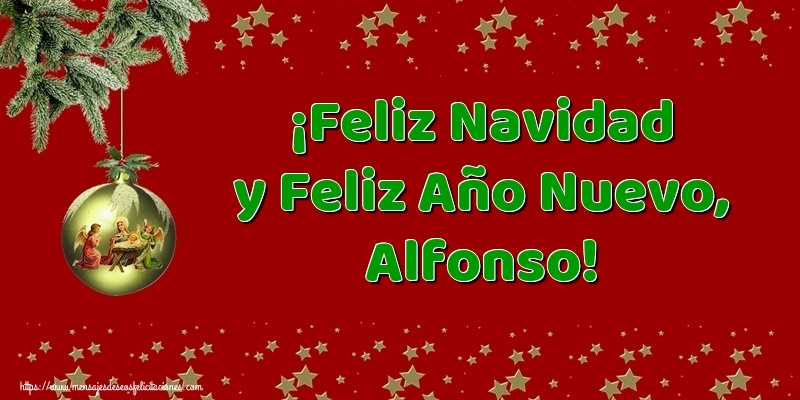 Felicitaciones de Navidad - Árbol De Navidad & Bolas De Navidad | ¡Feliz Navidad y Feliz Año Nuevo, Alfonso!