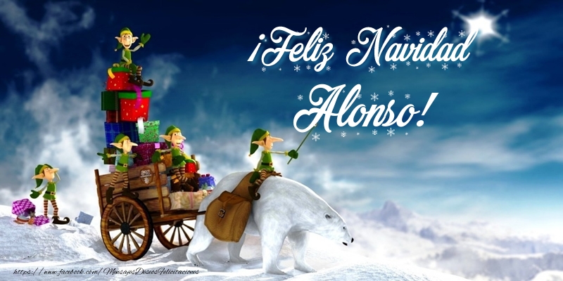 Felicitaciones de Navidad - Papá Noel & Regalo | ¡Feliz Navidad Alonso!