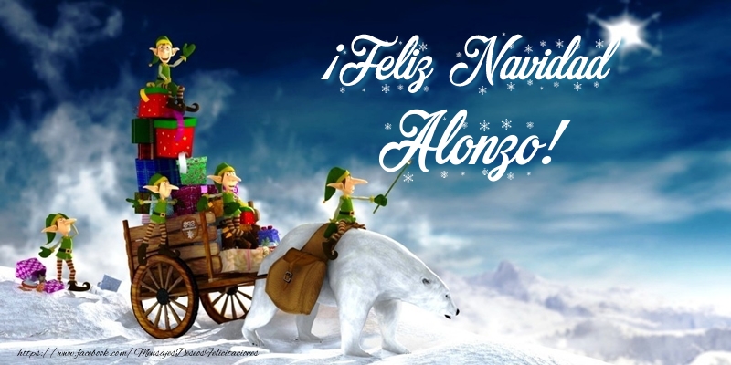 Felicitaciones de Navidad - Papá Noel & Regalo | ¡Feliz Navidad Alonzo!