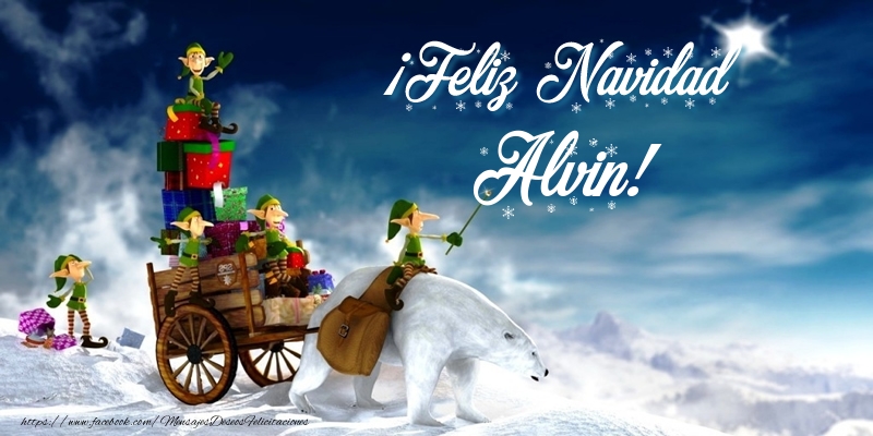 Felicitaciones de Navidad - Papá Noel & Regalo | ¡Feliz Navidad Alvin!