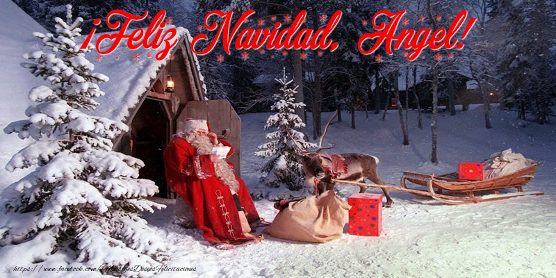 Felicitaciones de Navidad - Papá Noel & Regalo | ¡Feliz Navidad, Angel!