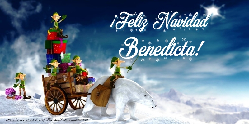 Felicitaciones de Navidad - Papá Noel & Regalo | ¡Feliz Navidad Benedicta!