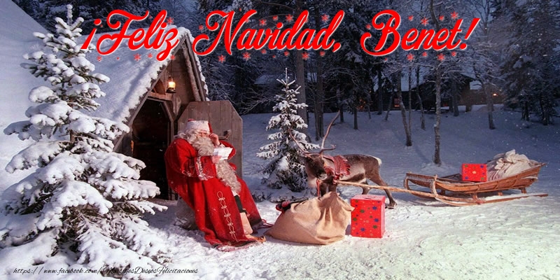 Felicitaciones de Navidad - Papá Noel & Regalo | ¡Feliz Navidad, Benet!