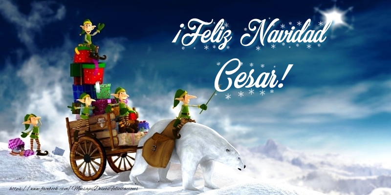 Felicitaciones de Navidad - Papá Noel & Regalo | ¡Feliz Navidad Cesar!