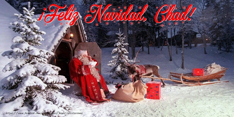 Felicitaciones de Navidad - Papá Noel & Regalo | ¡Feliz Navidad, Chad!