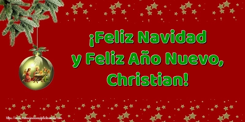 Felicitaciones de Navidad - Árbol De Navidad & Bolas De Navidad | ¡Feliz Navidad y Feliz Año Nuevo, Christian!
