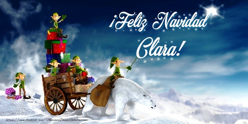 Felicitaciones de Navidad - Papá Noel & Regalo | ¡Feliz Navidad Clara!