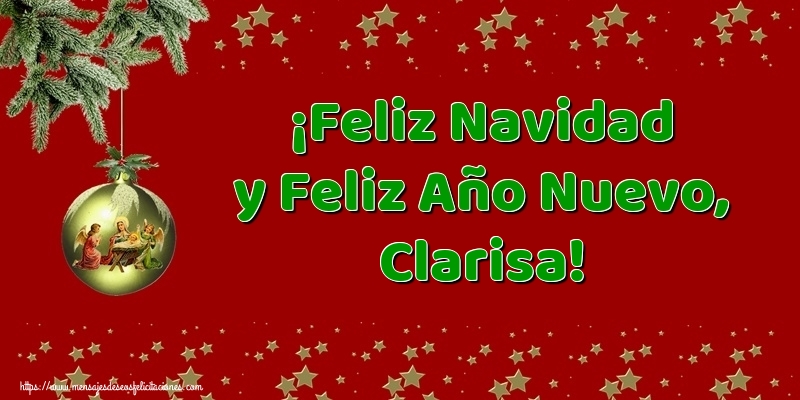 Felicitaciones de Navidad - Árbol De Navidad & Bolas De Navidad | ¡Feliz Navidad y Feliz Año Nuevo, Clarisa!