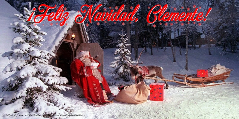 Felicitaciones de Navidad - Papá Noel & Regalo | ¡Feliz Navidad, Clemente!