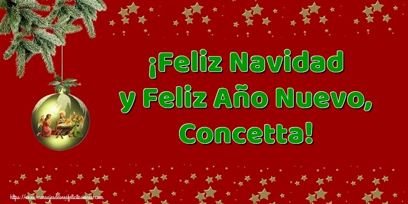 Felicitaciones de Navidad - Árbol De Navidad & Bolas De Navidad | ¡Feliz Navidad y Feliz Año Nuevo, Concetta!