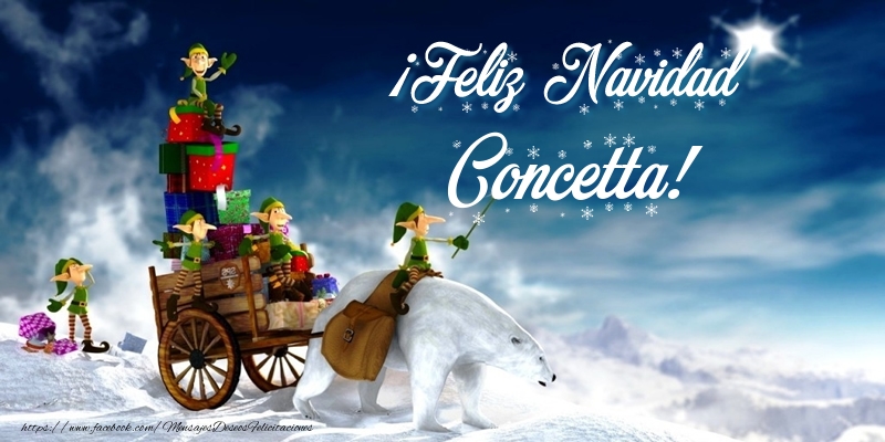 Felicitaciones de Navidad - Papá Noel & Regalo | ¡Feliz Navidad Concetta!