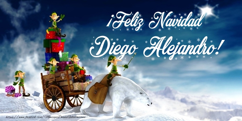 Felicitaciones de Navidad - Papá Noel & Regalo | ¡Feliz Navidad Diego Alejandro!