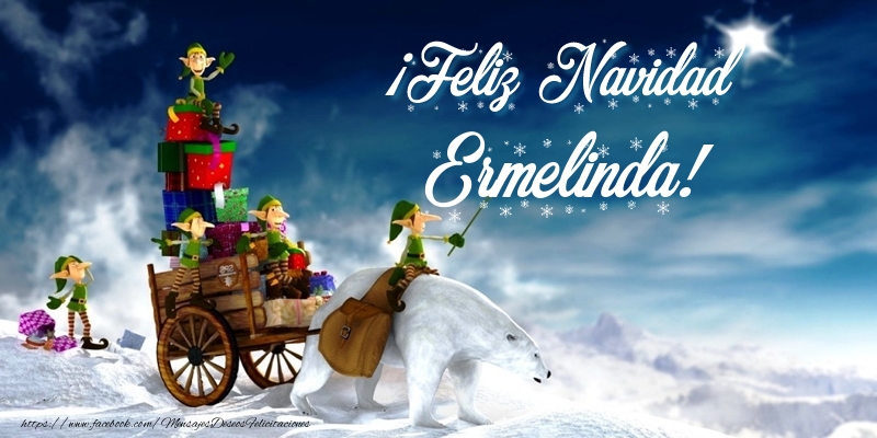 Felicitaciones de Navidad - Papá Noel & Regalo | ¡Feliz Navidad Ermelinda!