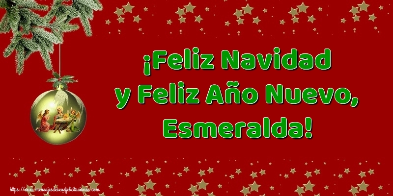 Felicitaciones de Navidad - Árbol De Navidad & Bolas De Navidad | ¡Feliz Navidad y Feliz Año Nuevo, Esmeralda!
