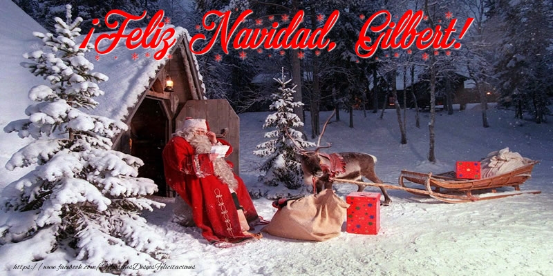 Felicitaciones de Navidad - Papá Noel & Regalo | ¡Feliz Navidad, Gilbert!