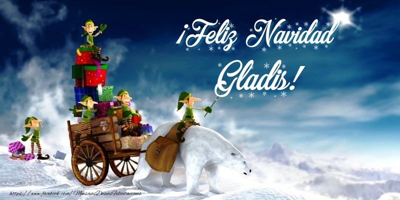 Felicitaciones de Navidad - Papá Noel & Regalo | ¡Feliz Navidad Gladis!