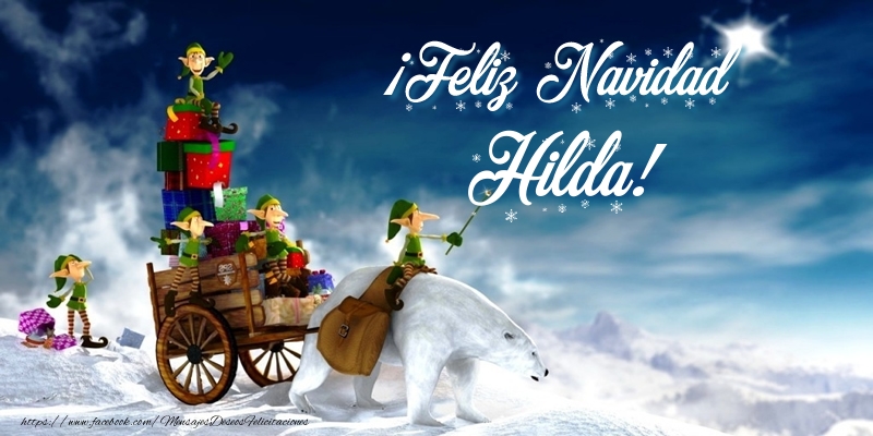Felicitaciones de Navidad - Papá Noel & Regalo | ¡Feliz Navidad Hilda!