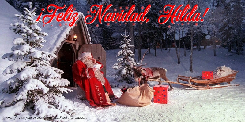 Felicitaciones de Navidad - Papá Noel & Regalo | ¡Feliz Navidad, Hilda!