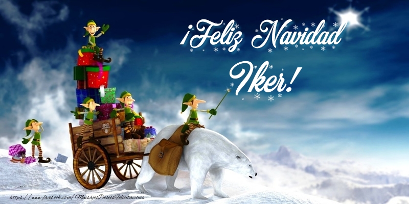 Felicitaciones de Navidad - Papá Noel & Regalo | ¡Feliz Navidad Iker!