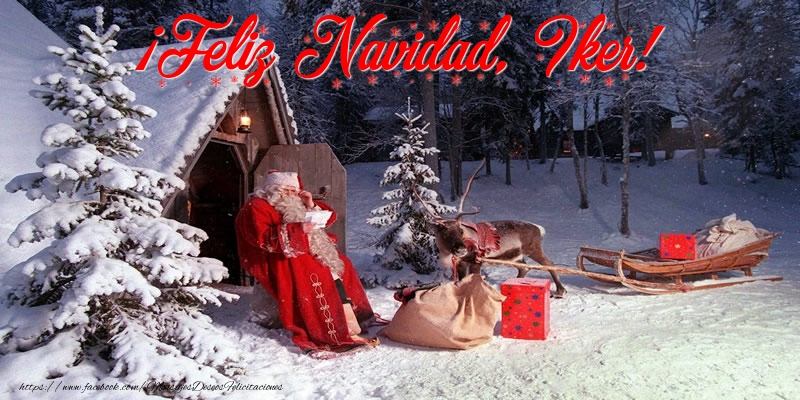Felicitaciones de Navidad - Papá Noel & Regalo | ¡Feliz Navidad, Iker!