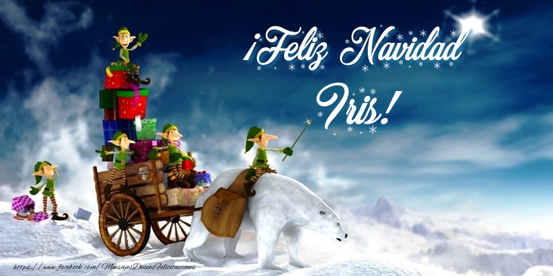 Felicitaciones de Navidad - Papá Noel & Regalo | ¡Feliz Navidad Iris!
