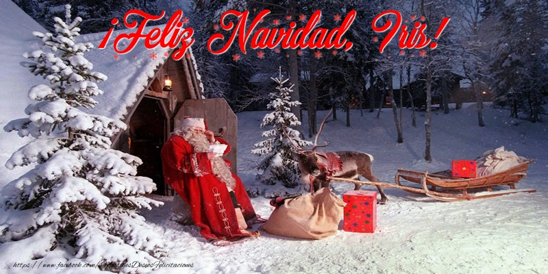 Felicitaciones de Navidad - Papá Noel & Regalo | ¡Feliz Navidad, Iris!