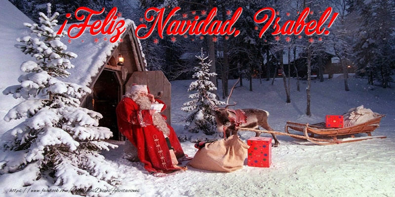 Felicitaciones de Navidad - Papá Noel & Regalo | ¡Feliz Navidad, Isabel!