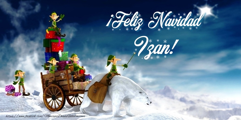 Felicitaciones de Navidad - Papá Noel & Regalo | ¡Feliz Navidad Izan!