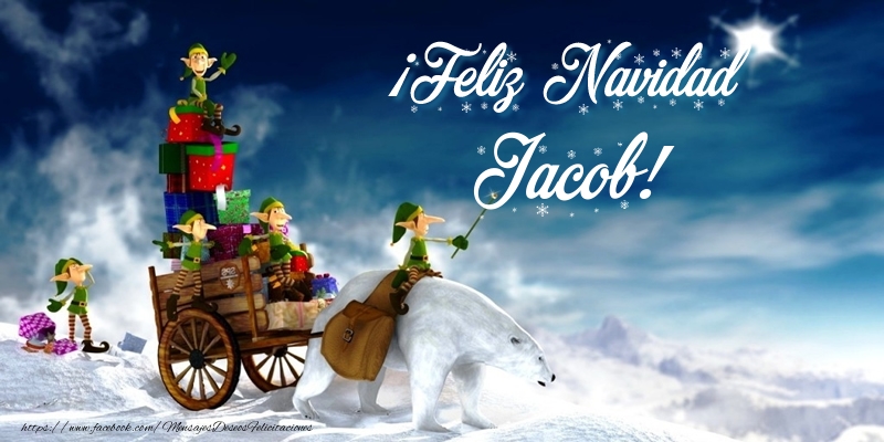 Felicitaciones de Navidad - Papá Noel & Regalo | ¡Feliz Navidad Jacob!