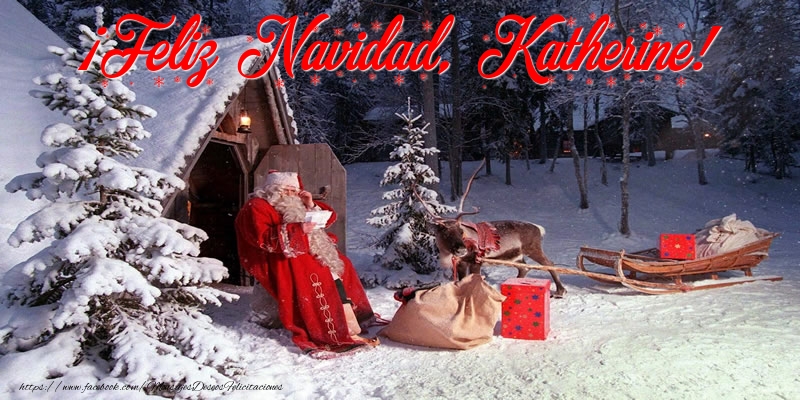 Felicitaciones de Navidad - Papá Noel & Regalo | ¡Feliz Navidad, Katherine!