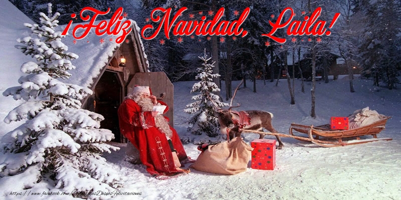 Felicitaciones de Navidad - Papá Noel & Regalo | ¡Feliz Navidad, Laila!
