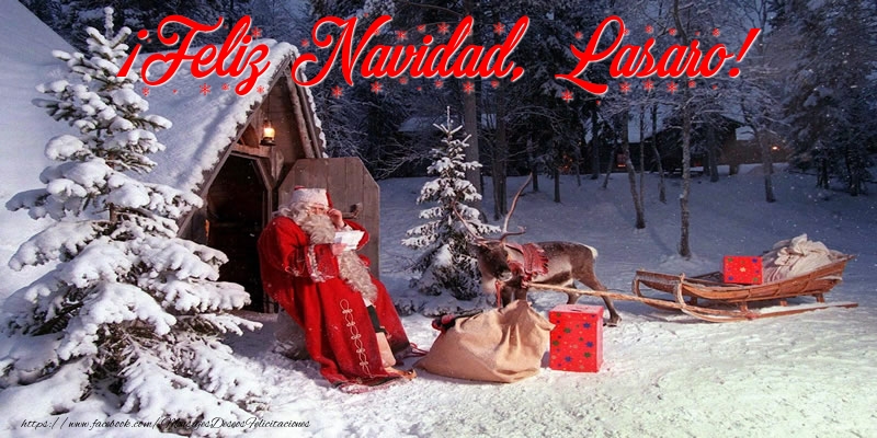 Felicitaciones de Navidad - Papá Noel & Regalo | ¡Feliz Navidad, Lasaro!