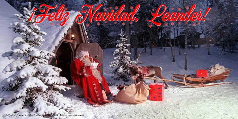 Felicitaciones de Navidad - Papá Noel & Regalo | ¡Feliz Navidad, Leander!