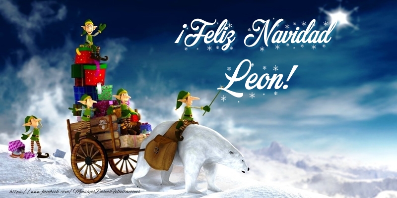 Felicitaciones de Navidad - Papá Noel & Regalo | ¡Feliz Navidad Leon!