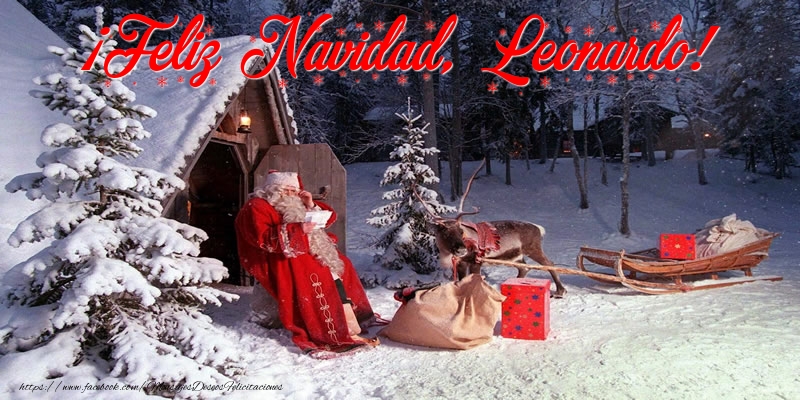 Felicitaciones de Navidad - Papá Noel & Regalo | ¡Feliz Navidad, Leonardo!