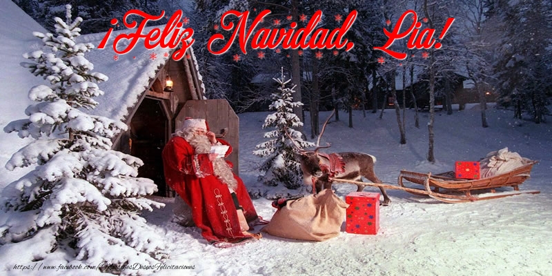 Felicitaciones de Navidad - Papá Noel & Regalo | ¡Feliz Navidad, Lia!